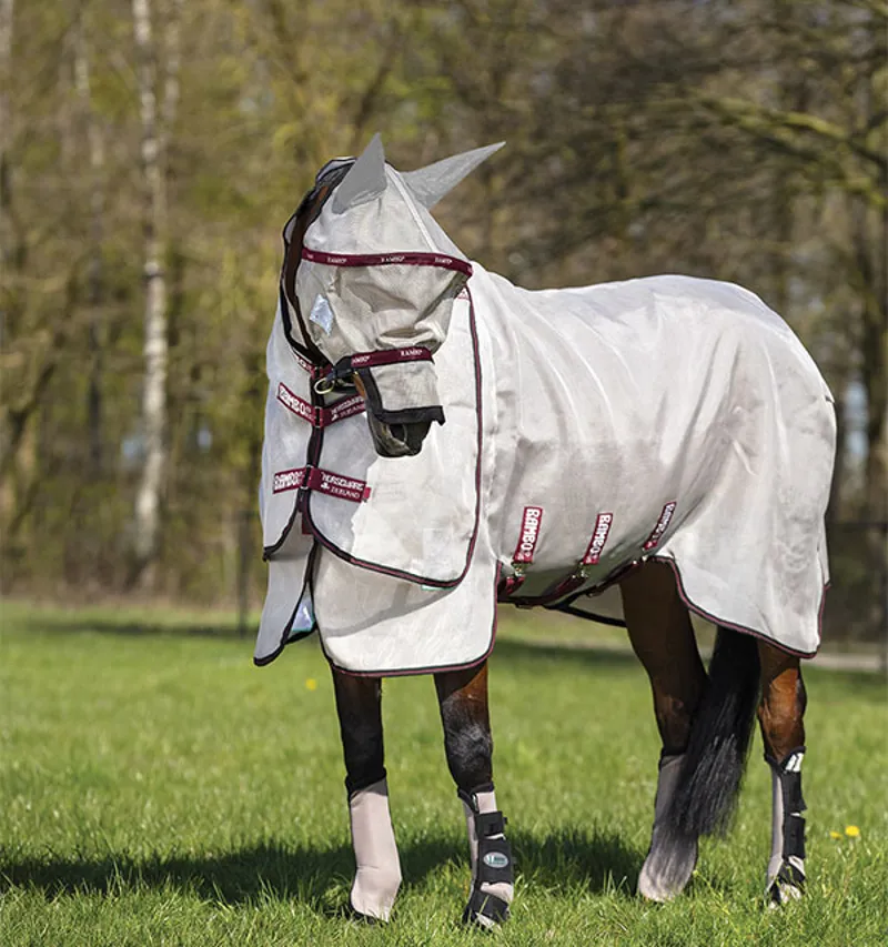 Horseware Rambo Fly Mask Plus in Silver and Purple